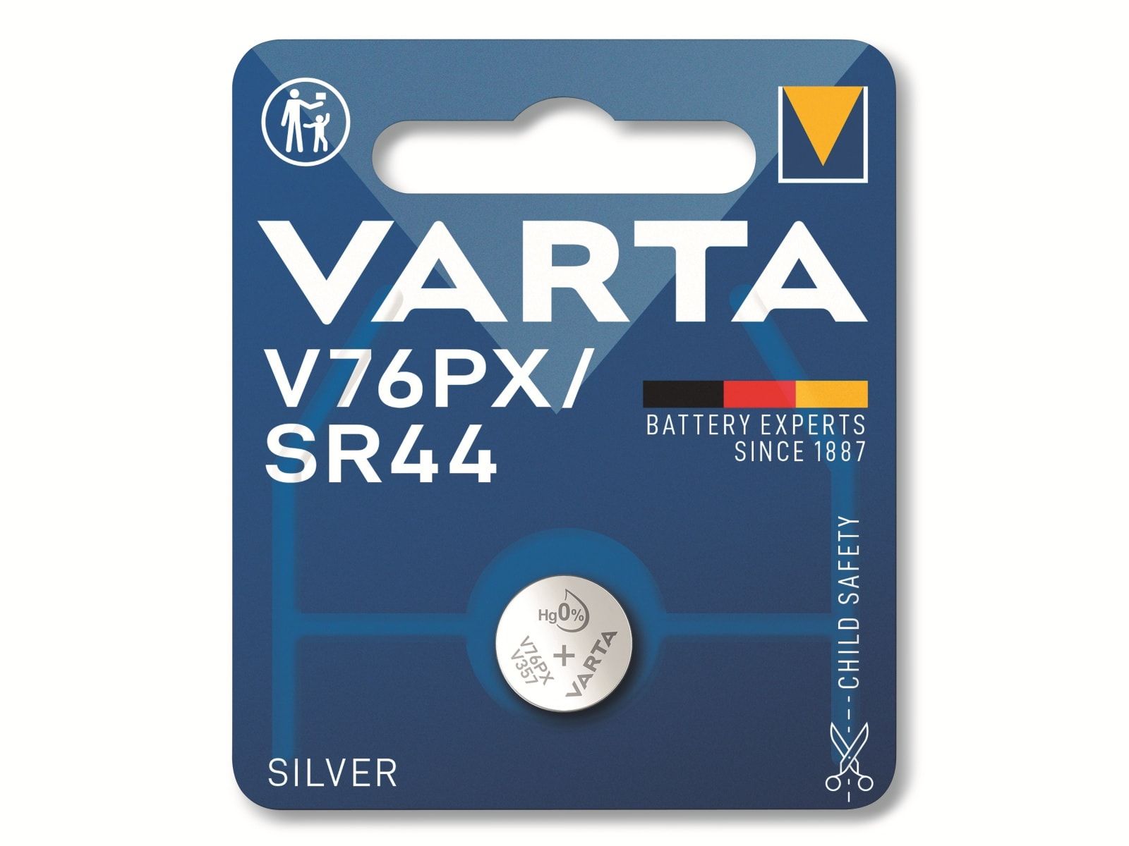 VARTA Knopfzelle Silver Oxide, V76PX SR44, 1.55V, 1 Stück von Varta