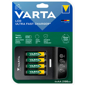VARTA LCD ULTRA FAST CHARGER+ Akku-Schnellladegerät inkl. Akkus von Varta