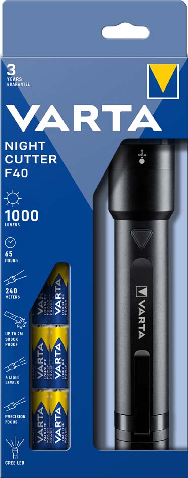 VARTA LED-Taschenlampe , Night Cutter,  F40, inkl. 6x AA von Varta