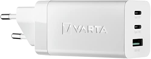 VARTA Ladegerät, Ladeadapter 65W, gleichzeitiges Laden von bis zu 3 Geräten, High Speed Charger, Ladestecker für Laptops, Smartphones, ultraleicht und kompakt, Netzteil von Varta