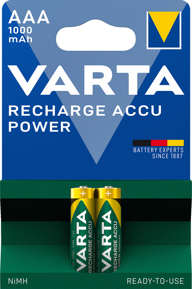 VARTA NiMH Akku , Rechargeable Accu, , Micro (AAA), 1.000 mAh von Varta
