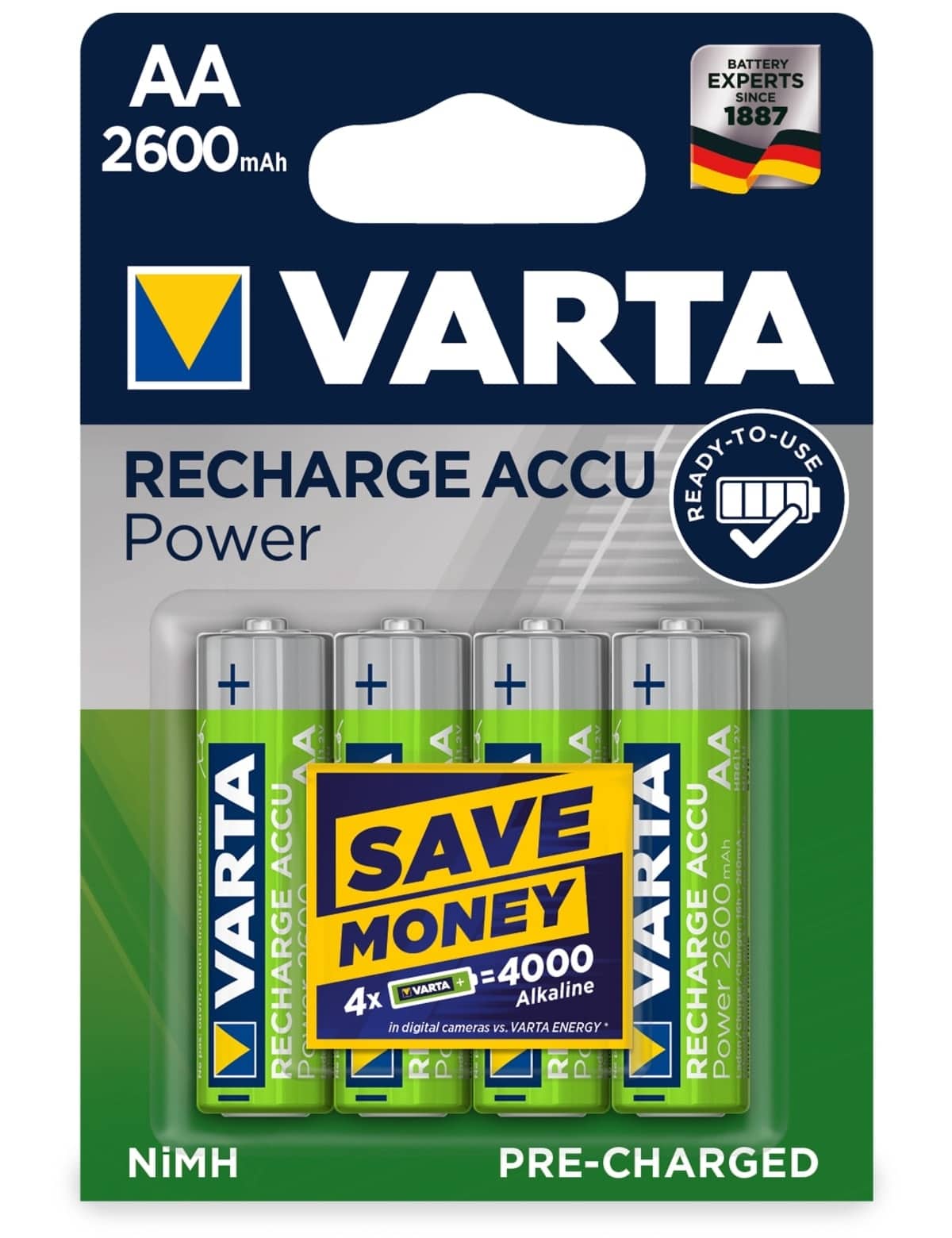 VARTA NiMH-Mignon-Akku 5716, 2600 mAh, 4 Stück von Varta