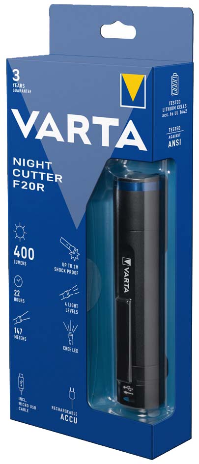 VARTA Premium-Taschenlampe , NIGHT CUTTER F20R, von Varta