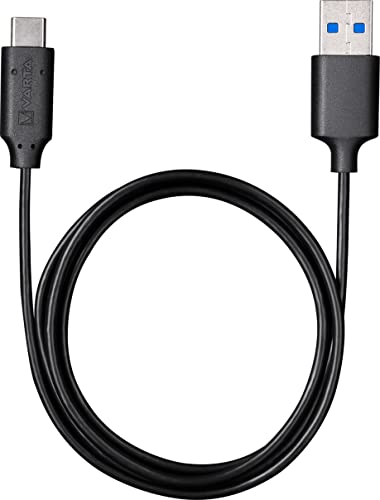 VARTA USB A Kabel mit USB Type C Adapter, 1m Kabellänge, Datenkabel, Speed Charge & Sync, geeignet für Laptops, Tablets, Smartphones, MP3 Player, Navigationssysteme, E-Reader, Bluetooth-Headsets von Varta