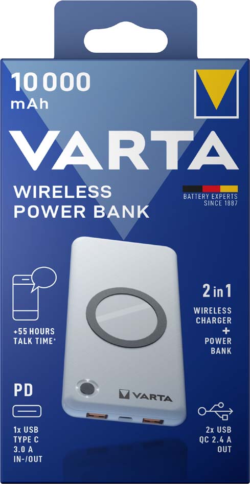 VARTA Zusatzakku , Wireless Power Bank, , 10.000 mAh, weiß von Varta