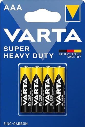 VARTA10500403 - Superlife Zink-Kohle Batterie AAA / R03 mit 1,5 Volt, 4er Set, Kapazität 800 mAh, ideal für Niedrigstrom-Geräte (Verpackung kann variieren) von Varta