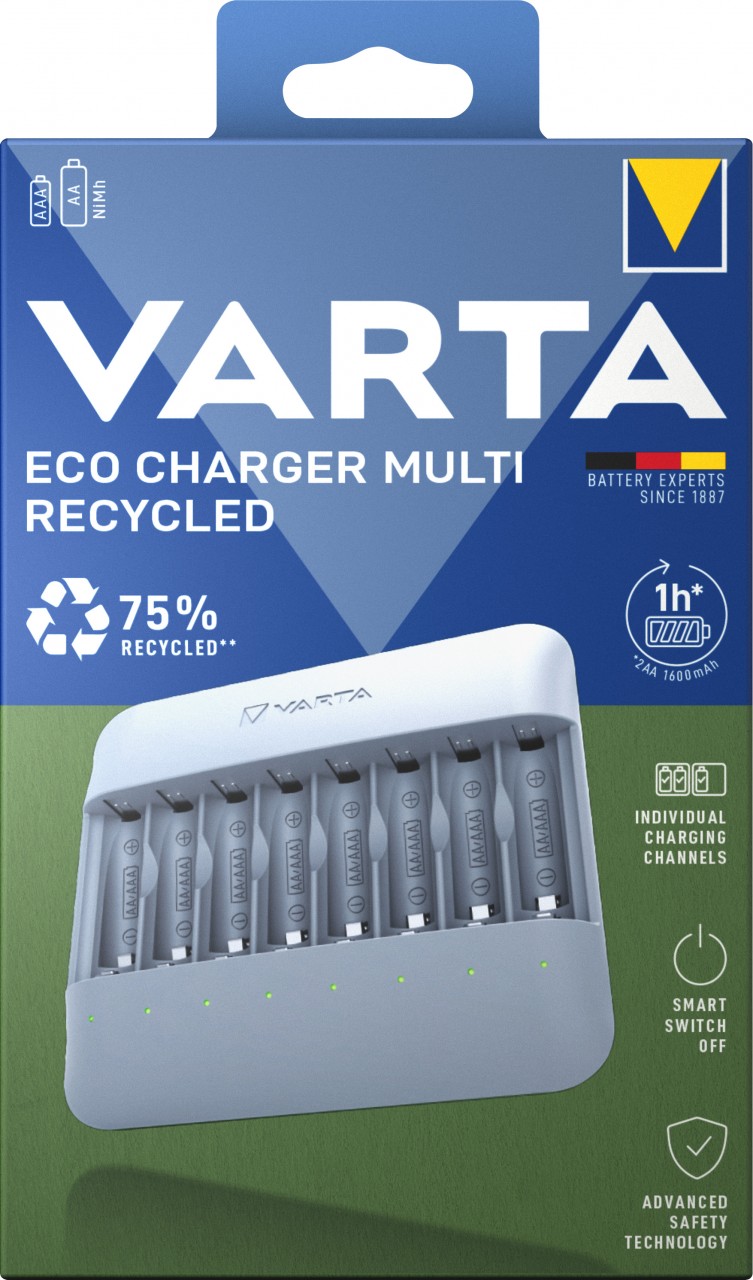 Varta Akku NiMH, Universal Ladegerät, Eco Charger Multi Recycled, ohne Akkus, für AA/AAA, Retail Varta Akku NiMH, Universal Ladegerät, Eco Charger Multi Recycled, ohne Akkus, für AA/AAA, Retail von Varta