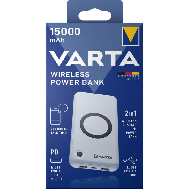 Varta Akku Powerbank, 3,7V 15.000mAh, Wireless von Varta