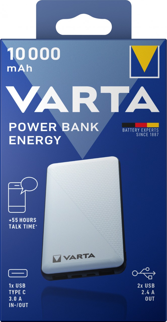 Varta Akku Powerbank, 5V/10.000mAh, Energy, weiss 2xUSB-A/Micro-B/-C Varta Akku Powerbank, 5V/10.000mAh, Energy, weiss 2xUSB-A/Micro-B/-C von Varta