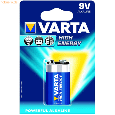 Varta Batterie HighEnergy 9V (E-Block) von Varta