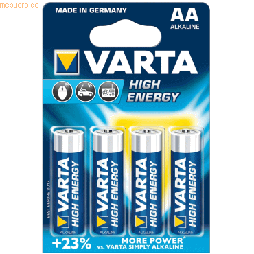 Varta Batterie HighEnergy Mignon 1,5V (AA) VE=4 Stück von Varta