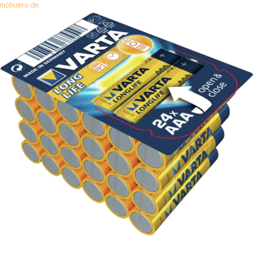 Varta Batterie Longlife Micro AAA 1,5 Volt VE=24 Stück Varta Batterie Longlife Micro AAA 1,5 Volt VE=24 Stück von Varta