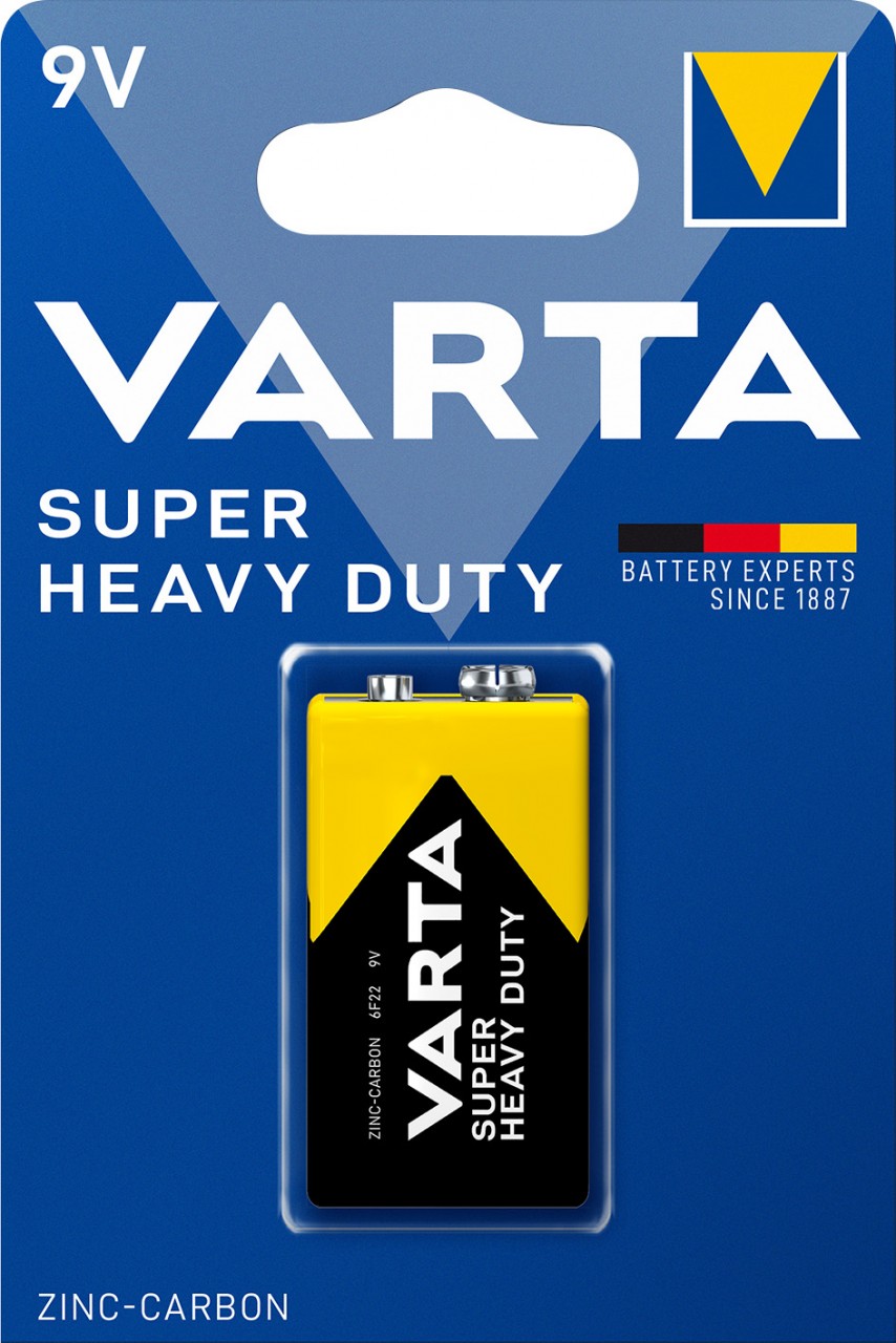 Varta Batterie Zink-Kohle, E-Block, 6F22, 9V 1er Pack von Varta