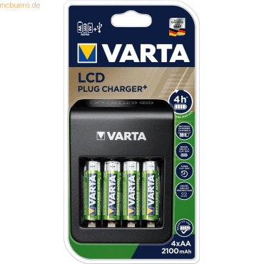Varta Batterieladegrät LCD Plug Charger+ inklusive 4 Akkus AA Varta Batterieladegrät LCD Plug Charger+ inklusive 4 Akkus AA von Varta