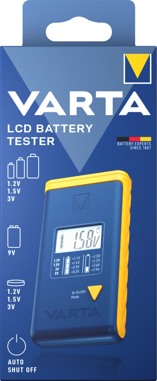 Varta Batterietester, LCD Digital für AA, AAA, C, D, 9V, Retail Blister Varta Batterietester, LCD Digital für AA, AAA, C, D, 9V, Retail Blister von Varta