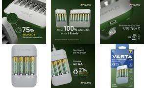 Varta Eco Charger Pro Recycled+ 4 x 2100 mAh AA 57683 101 121 - VARTA 57683 101 121 Eco Pro Recycled (57683 101 121) von Varta