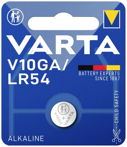 Varta Knopfzelle LR 54 1.5V 70 mAh Alkali-Mangan ALKALINE Spec. V10GA/LR54 Bli2 von Varta