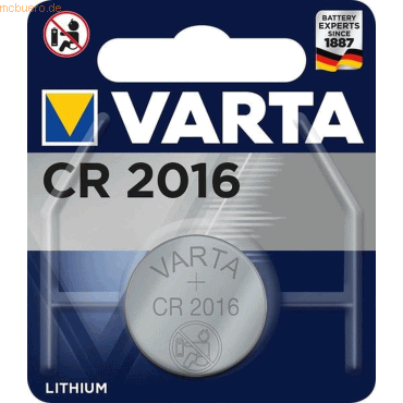 Varta Knopfzelle Lithium CR2016 3V 90mAh von Varta