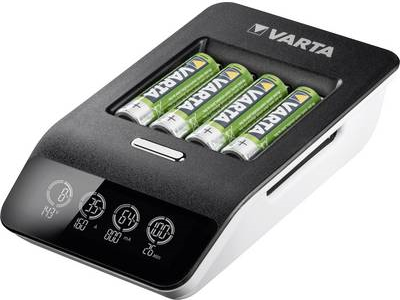 Varta LCD ULTRA FAST CHARGER+ - 0,25 Std. Batterieladegerät - (für 4xAA/AAA) + AC-Netzteil + Kfz-Netzteil 4 x AA-Typ - NiMH - 2100 mAh (57685101441) von Varta