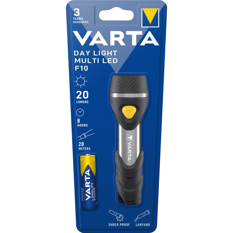 Varta LED Taschenlampe Day Light, Multi LED F10 von Varta