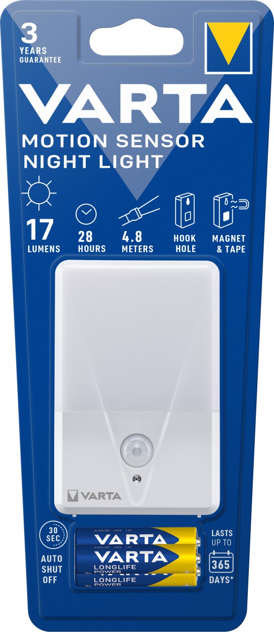 Varta LED Taschenlampe Motion Sensor, Night Light 17lm, inkl. 3x Batterie Alkaline AAA, Retail Blister Varta LED Taschenlampe Motion Sensor, Night Light 17lm, inkl. 3x Batterie Alkaline AAA, Retail Blister von Varta