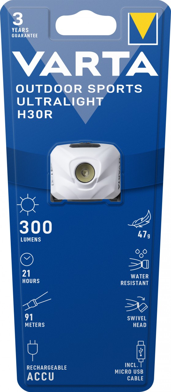 Varta LED Taschenlampe Outdoor Ultralight, H30R weiss 300lm, inkl. 1x Micro USB Kabel, Retail Blister Varta LED Taschenlampe Outdoor Ultralight, H30R weiss 300lm, inkl. 1x Micro USB Kabel, Retail Blister von Varta