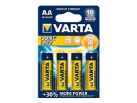 Varta Longlife AA, Einwegbatterie, AA, Alkali, 1,5 V, 4 Stück(e), Blau, Gelb von Varta