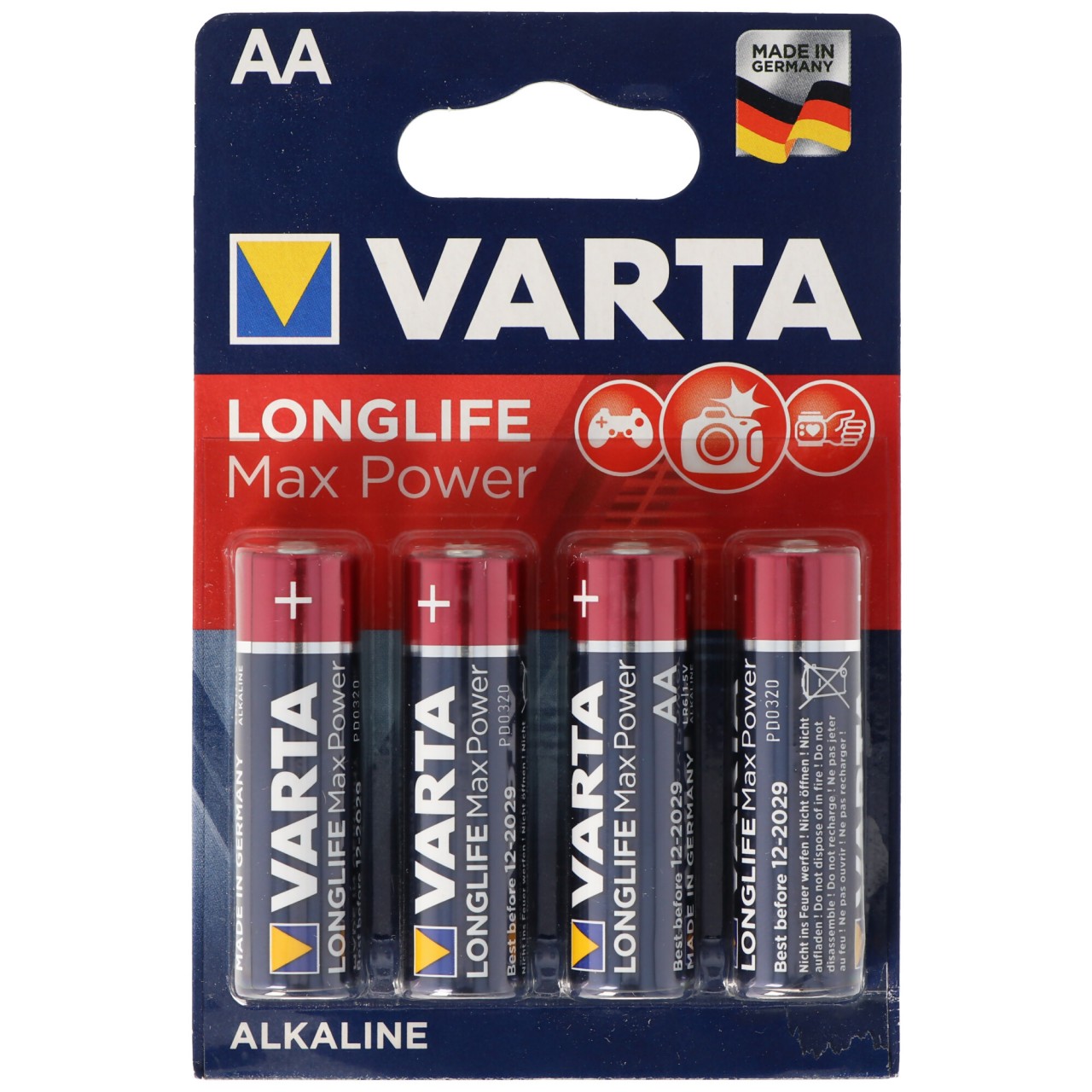 Varta Longlife Max Power (ehem. Max-Tech) 4706 Mignon AA Batterie 4-er Blister von Varta