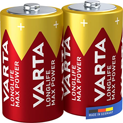 Varta Longlife Max Power D Mono LR20 Batterie (2er Pack) Alkaline Batterien – Made in Germany – ideal für Spielzeug und Alltagsgeräte von Varta