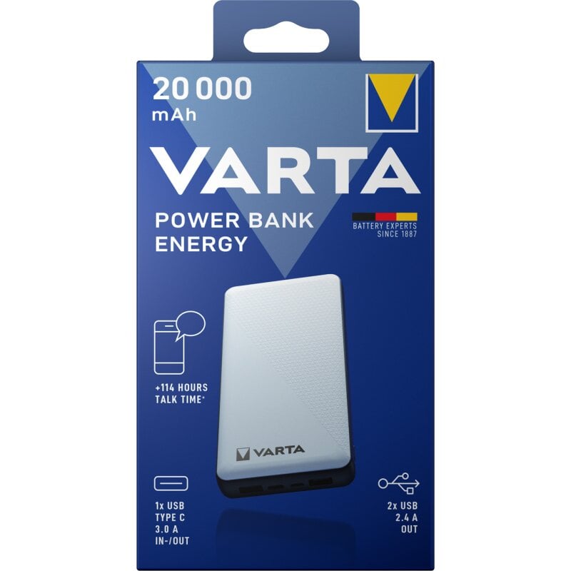 Varta Powerbank Energy 20000 mAh + Micro USB Kabel von Varta