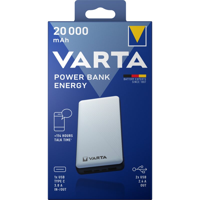 Varta Powerbank Energy 20000 mAh + Micro USB Kabel Varta Powerbank Energy 20000 mAh + Micro USB Kabel von Varta