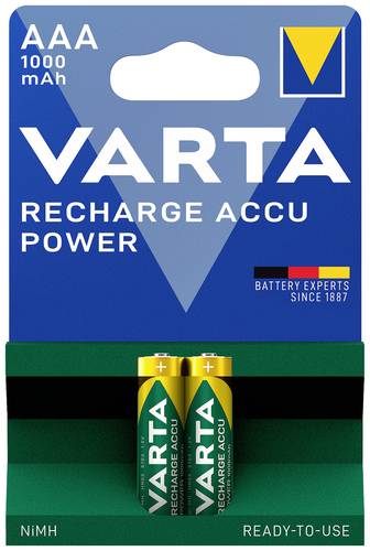 Varta RECH.AC.PowerAAA1000mAh BLI2 Micro (AAA)-Akku NiMH 1000 mAh 1.2V 2St. von Varta