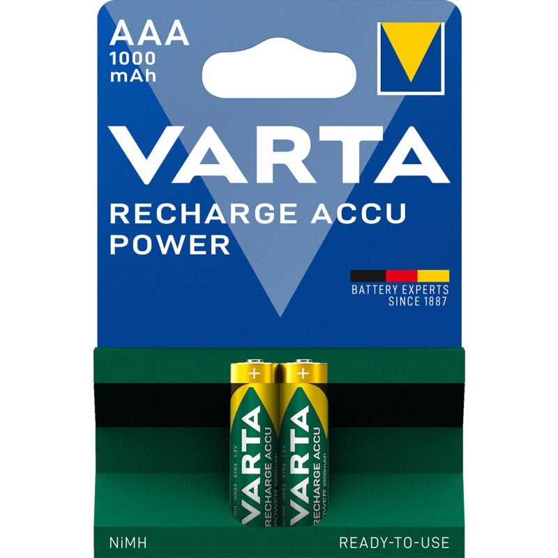 Varta Ready2Use AAA Micro Akku Ni-MH 1,2V 1000mAh 2er Blister von Varta