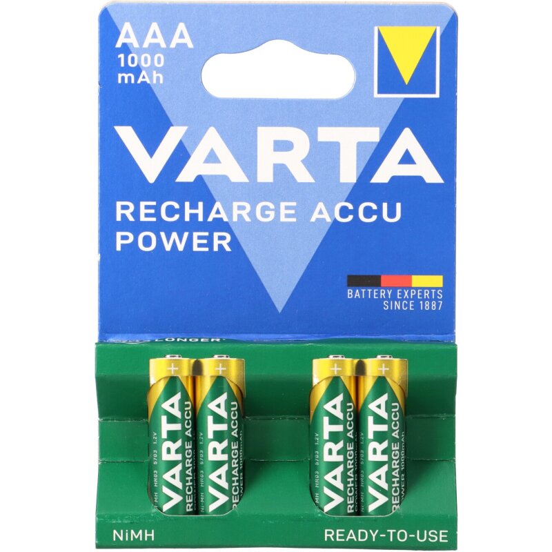 Varta Ready2Use AAA Micro Akku Ni-MH 1,2V 1000mAh 4er Blister von Varta