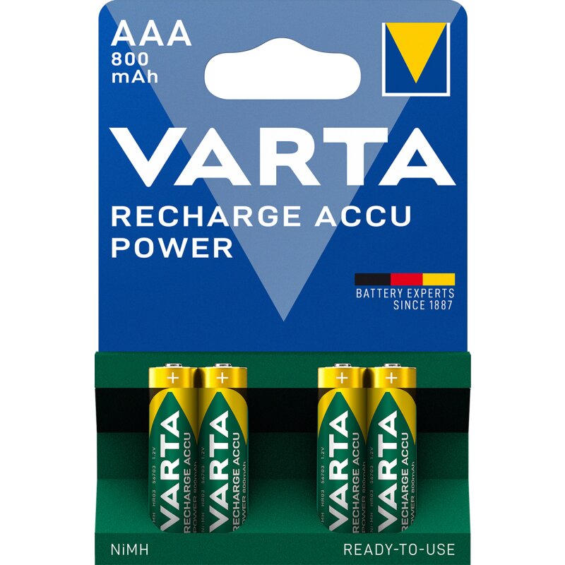 Varta Ready2Use AAA Micro Akku Ni-MH 1,2V 800mAh 4er Blister von Varta