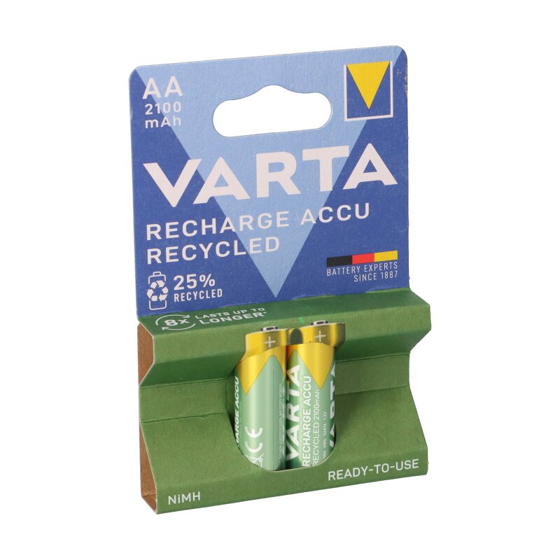 Varta Recharge AA Mignon Accu Recyled Ni-MH 1,2V 2100mAh 2er Blister Varta Recharge AA Mignon Accu Recyled Ni-MH 1,2V 2100mAh 2er Blister von Varta