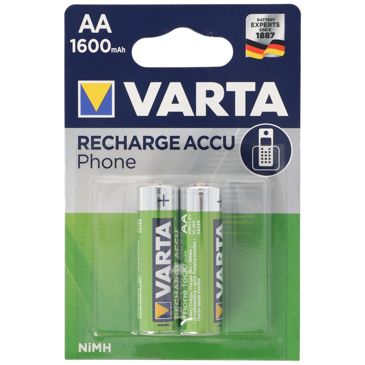 Varta T399 Phone Power Akku Mignon/AA 1600mAh 2er Pack Telefon Akku Varta T399 Phone Power Akku Mignon/AA 1600mAh 2er Pack Telefon Akku von Varta