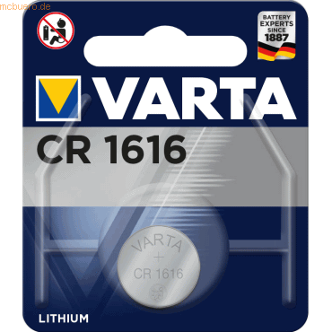 Varta VARTA Knopfzellenbatterie Electronics CR1616 Lithium von Varta