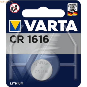 Varta VARTA Knopfzellenbatterie Electronics CR1616 Lithium Varta VARTA Knopfzellenbatterie Electronics CR1616 Lithium von Varta