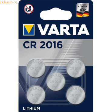 Varta VARTA Knopfzellenbatterie Electronics CR2016 Lithium 5er-Pack Varta VARTA Knopfzellenbatterie Electronics CR2016 Lithium 5er-Pack von Varta