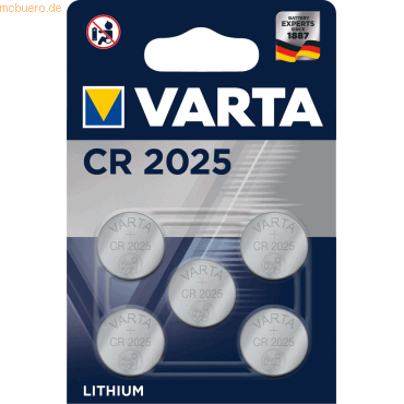 Varta VARTA Knopfzellenbatterie Electronics CR2025 Lithium 5er-Pack von Varta