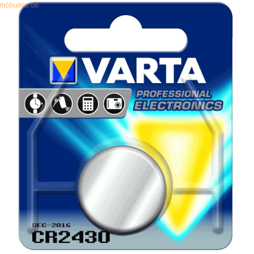 Varta VARTA Knopfzellenbatterie Electronics CR2430 Lithium von Varta