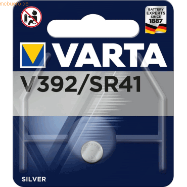 Varta VARTA Knopfzellenbatterie Electronics V392 (SR41) Silber von Varta