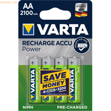 Varta VARTA RECHARGE ACCU Power AA 2100mAh Blister 4 von Varta