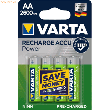 Varta VARTA RECHARGE ACCU Power AA 2600mAh Blister 4 von Varta