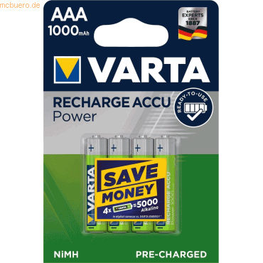 Varta VARTA RECHARGE ACCU Power AAA 1000mAh Blister 4 von Varta