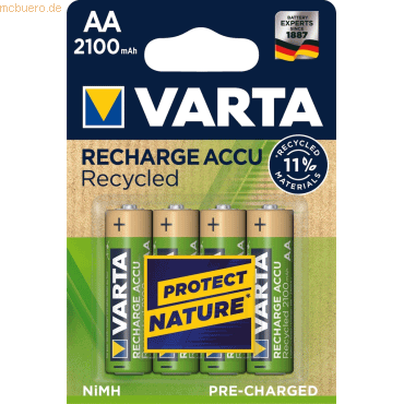 Varta VARTA Recharge Akku Recycled AA Mignon 4er 2100mAh Varta VARTA Recharge Akku Recycled AA Mignon 4er 2100mAh von Varta