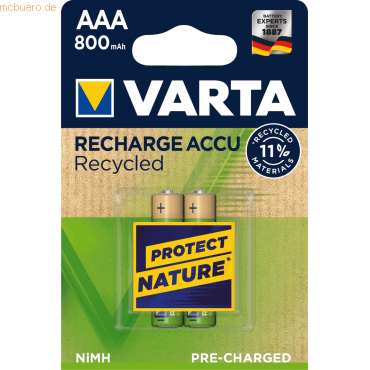 Varta VARTA Recharge Akku Recycled AAA Micro 2er 800mAh von Varta