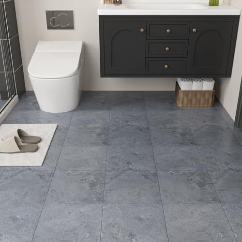 VaryPaper Vinyl Bodenbelag Betonoptik Grau 30cmx30cm 10 Stück Klebevinyl Selbstklebend Klebefliesen Bad Boden Selbstklebende Bodenfliesen Küche PVC Bodenbelag Garage Click Vinylboden Wohnzimmer von VaryPaper
