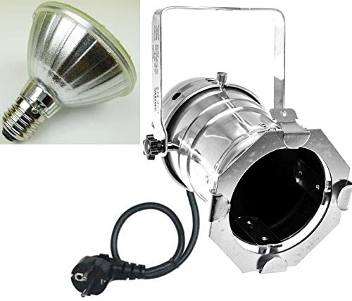 PAR 30 Spot-Light Scheinwerfer SILBER polish PAR-30 incl. 11 Watt LED Leuchtmittel & Kabel mit Schuko-Stecker von Varytec